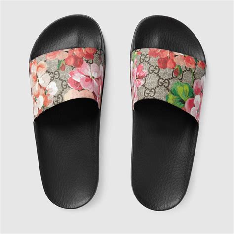 gucci gg blooms supreme slide sandals|gucci flip flops with flowers.